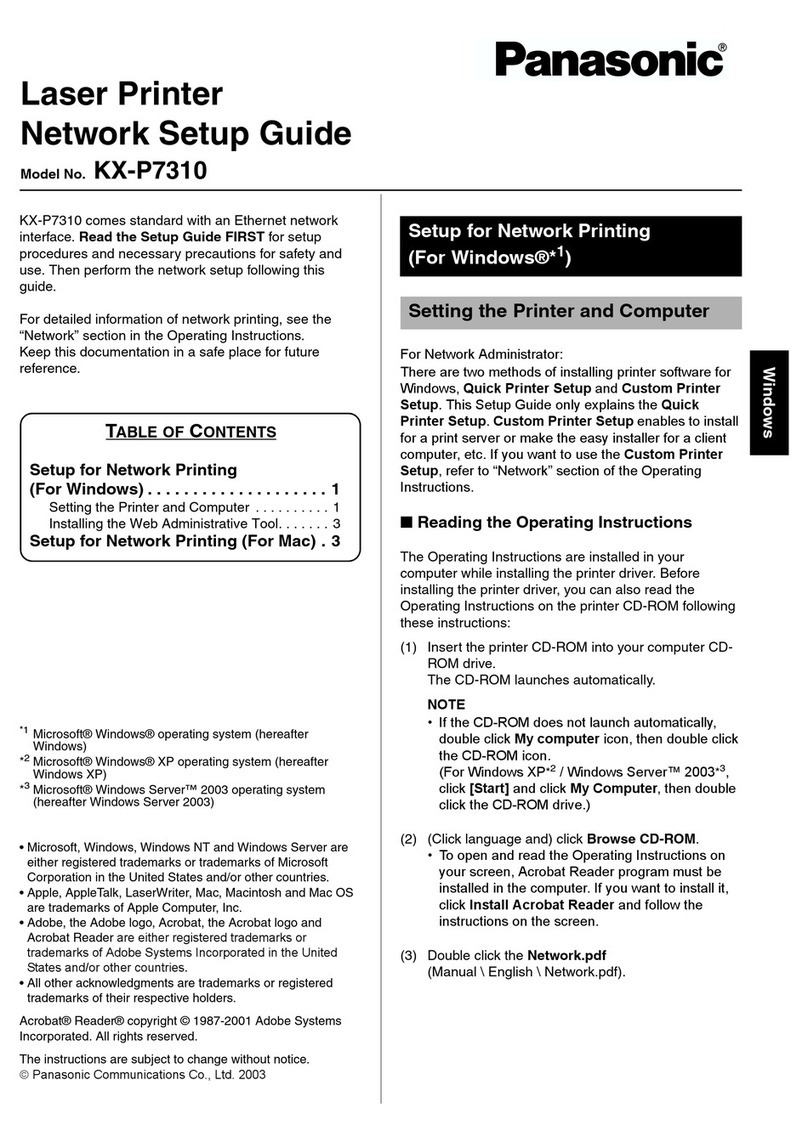 Panasonic KX-P7310 - KX-P 7310 B/W Laser Printer Manuel utilisateur