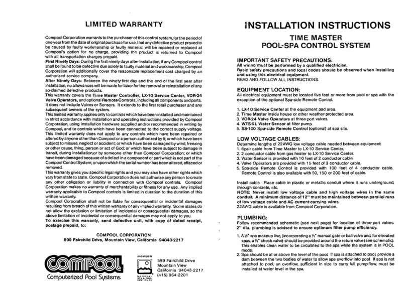 Compool Pool-Spa Control System Time Master Manuel utilisateur
