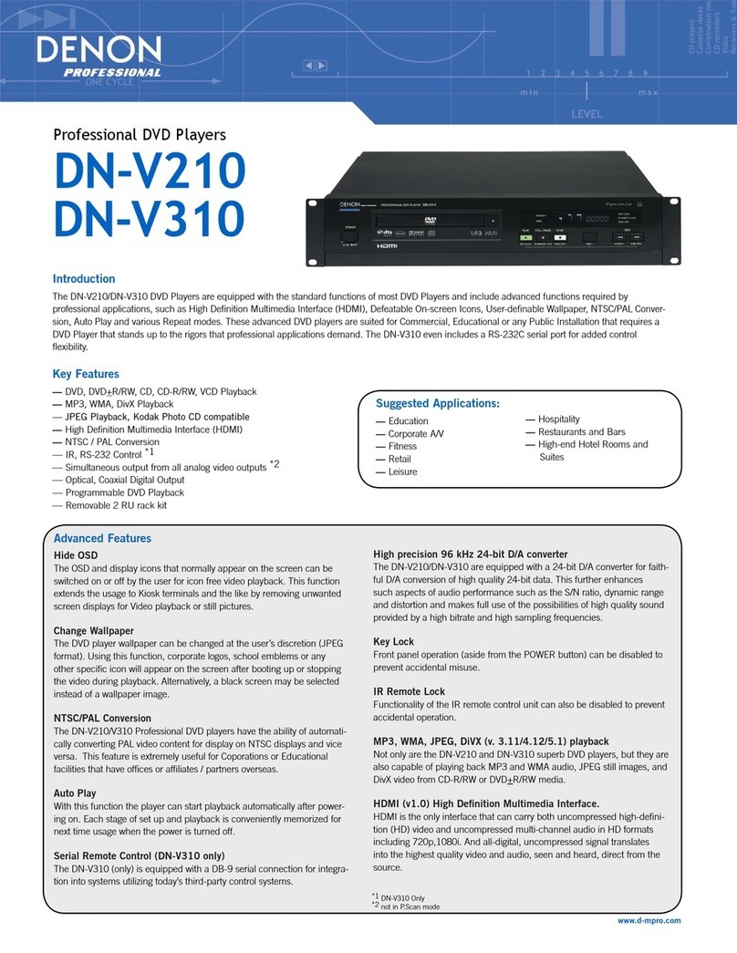 Denon DNV210 - Professional DVD Player Manuel utilisateur