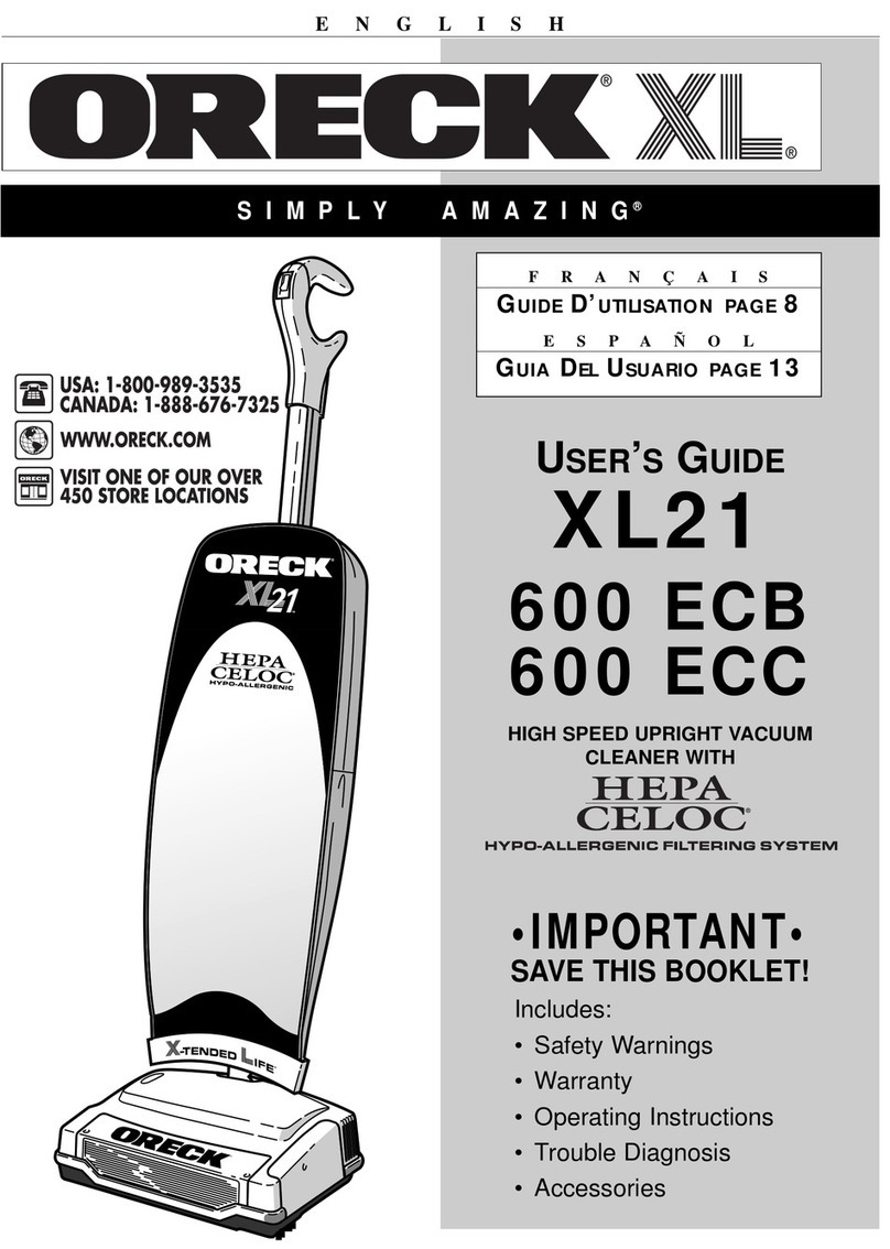 Oreck 600 ECC Manuel utilisateur Oreck 600 ECC Manuel utilisateur