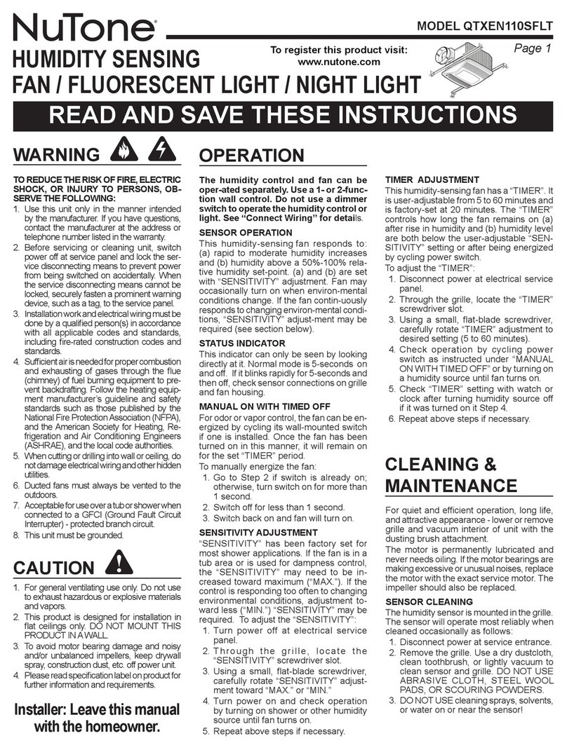 NuTone QTXEN110SFLT Manuel utilisateur