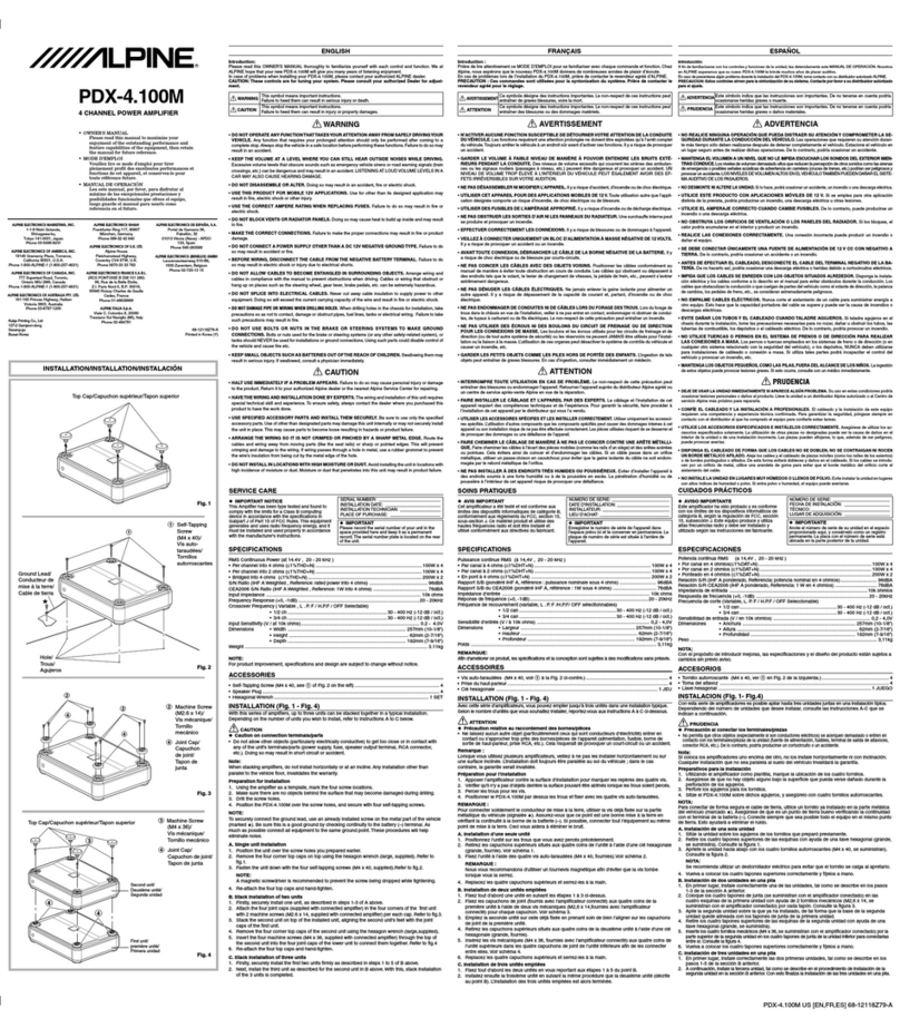 Alpine PDX-4 - Amplifier Manuel utilisateur