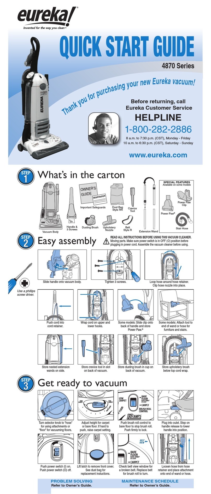 Eureka 442B Manuel utilisateur