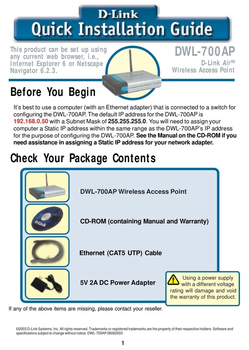 D-Link DWL-700AP - Air - Wireless Bridge Manuel utilisateur D-Link DWL-700AP - Air - Wireless Bridge Manuel utilisateur