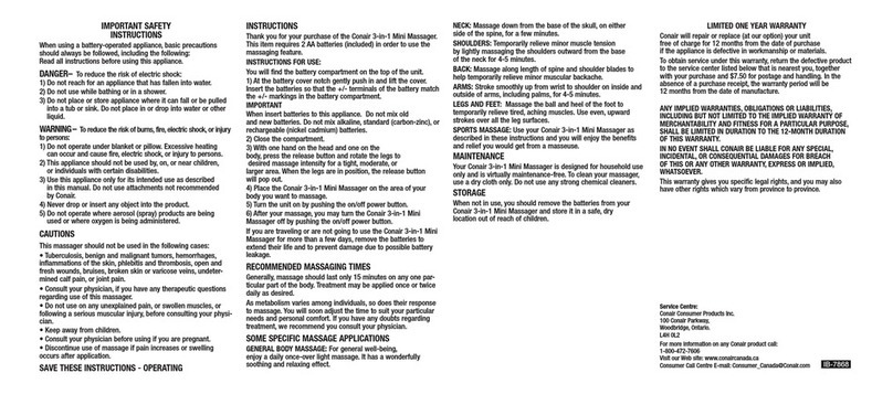 Conair HM17TC Manuel utilisateur