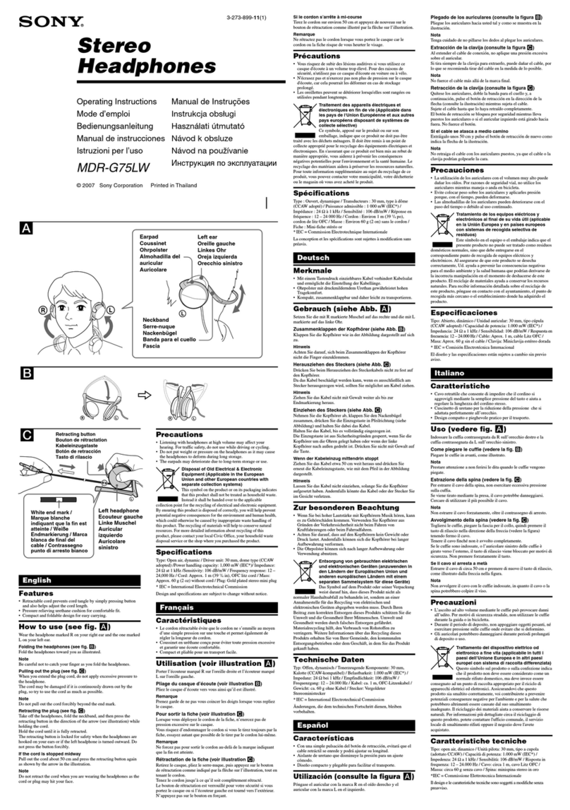 Sony MDR-G75LW Manuel utilisateur