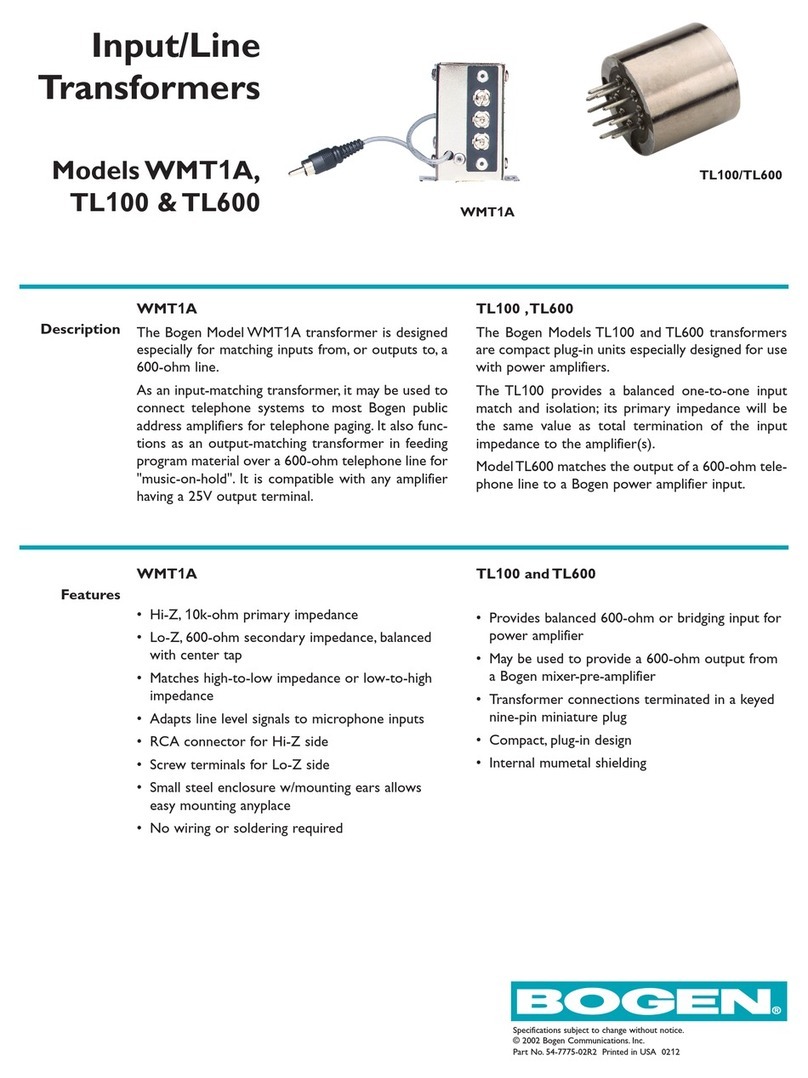 Bogen TL100 Manuel utilisateur Bogen TL100 Manuel utilisateur