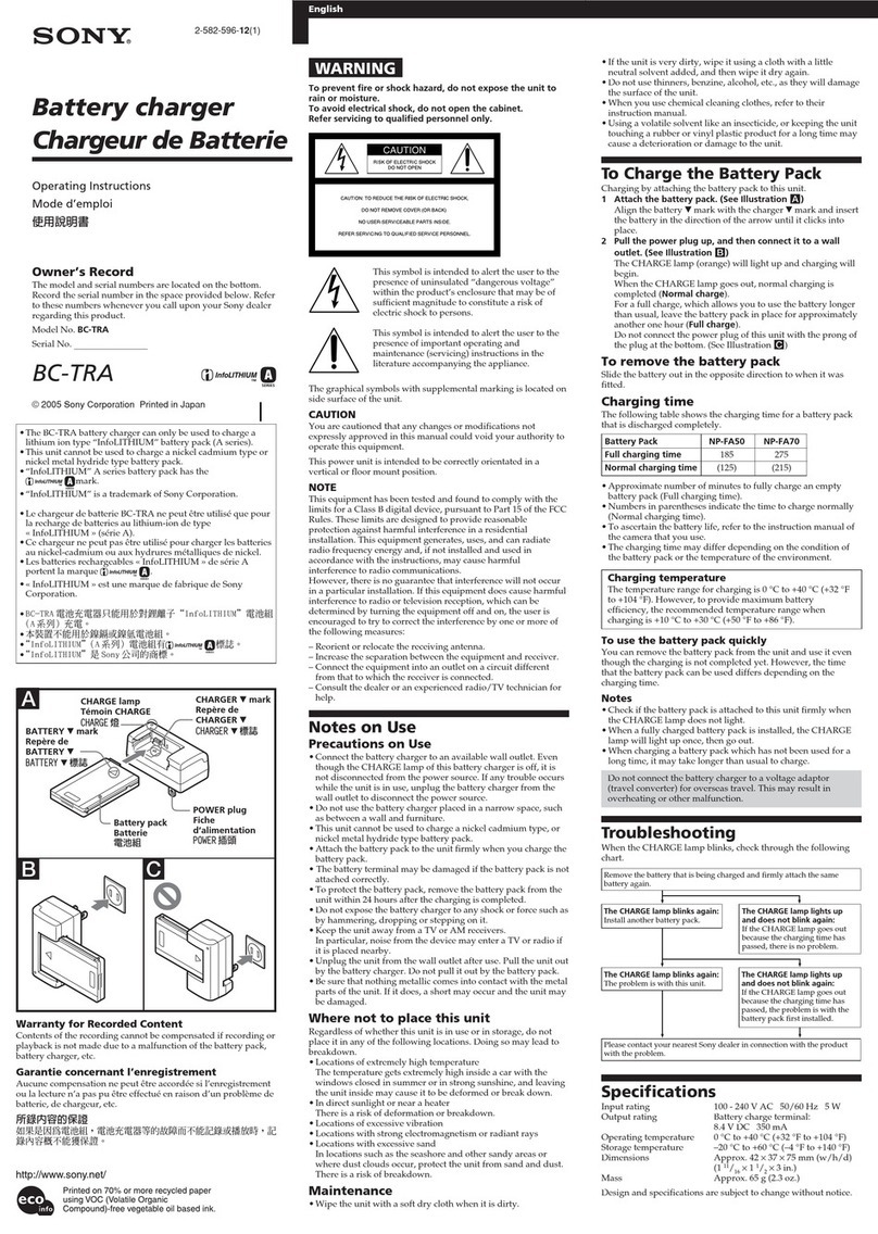 Sony BC-TRA Manuel utilisateur