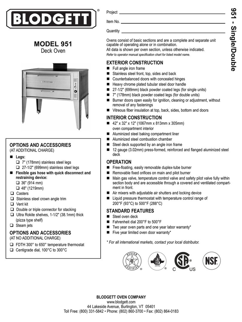 Blodgett 951 Base Manuel utilisateur