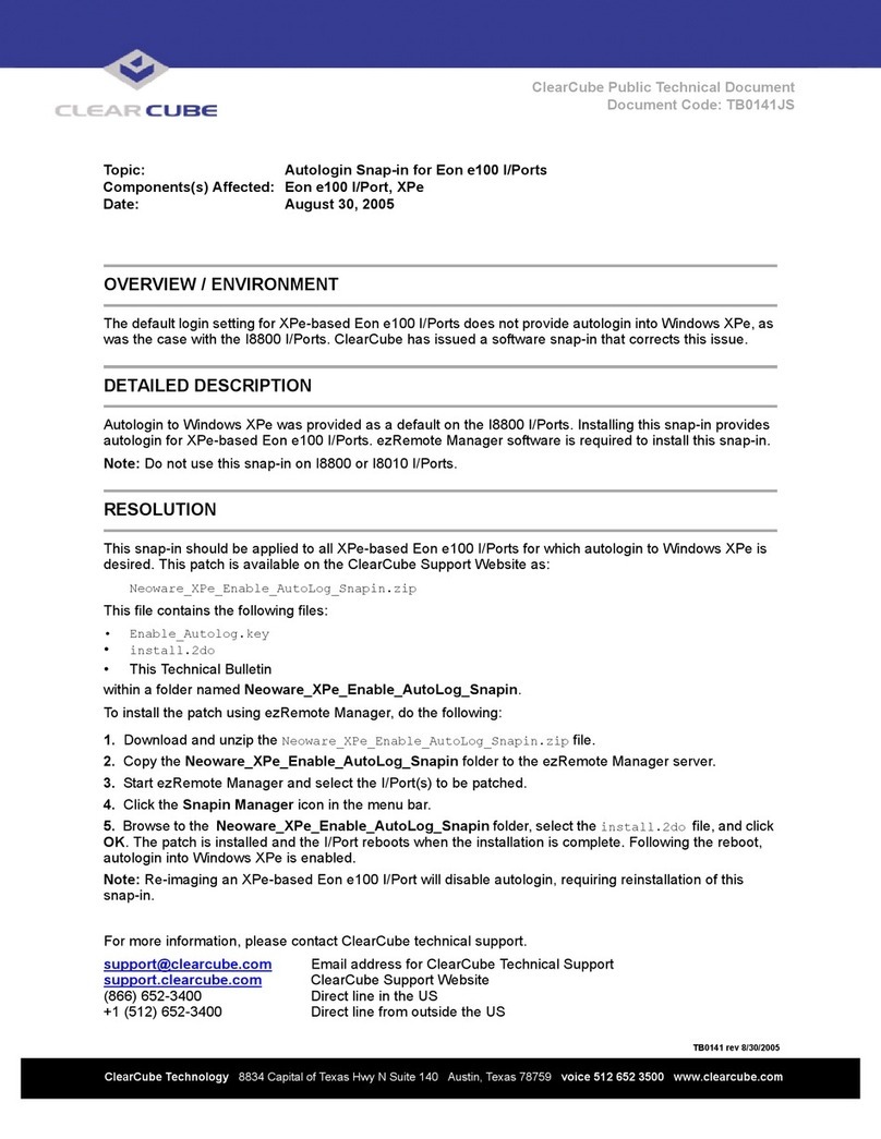 ClearCube Eon e100 Manuel technique