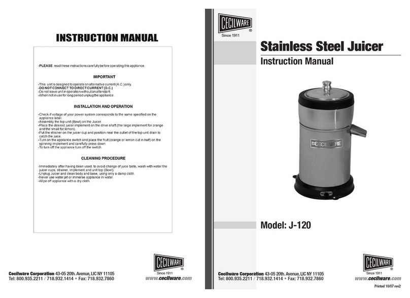 Cecilware J-120 Manuel utilisateur