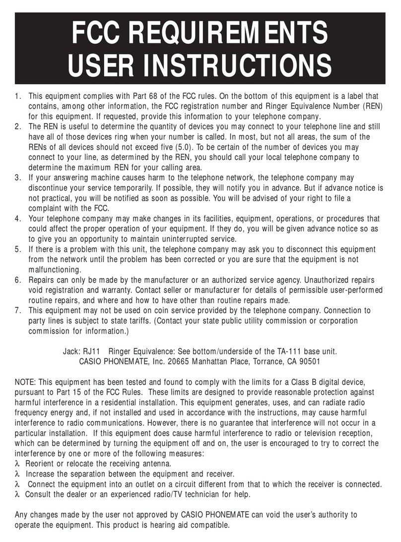 Casio TA-111 Instructions d'installation