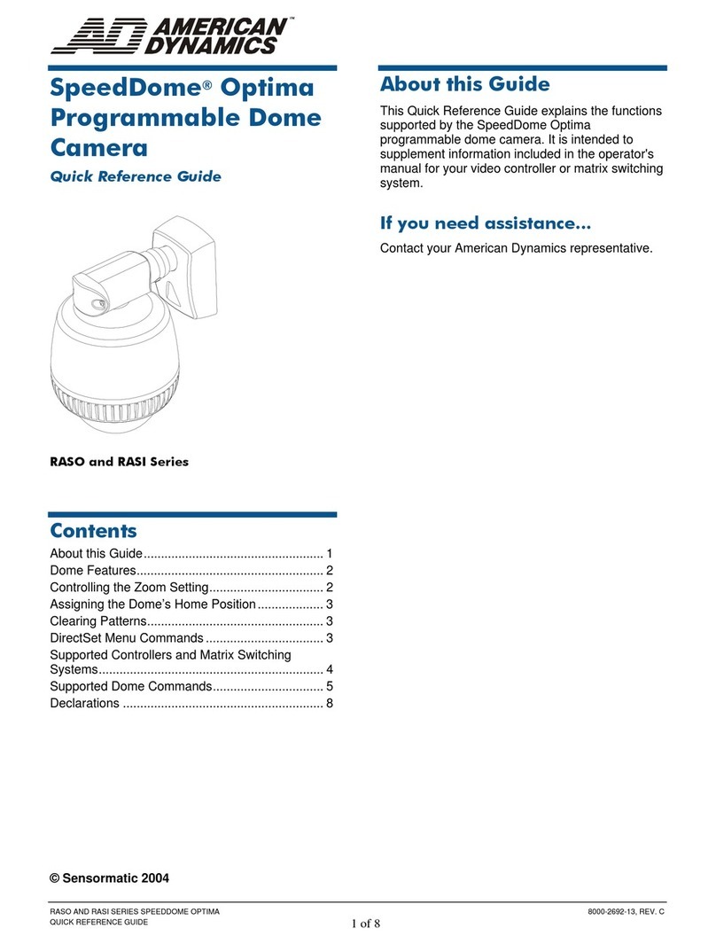 American Dynamics SpeedDome Optima Manuel utilisateur