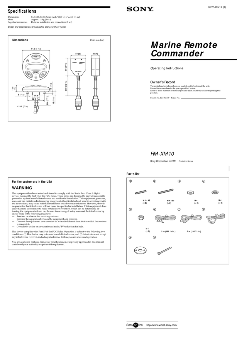 Sony RM-XM10B Manuel utilisateur Sony RM-XM10B Manuel utilisateur