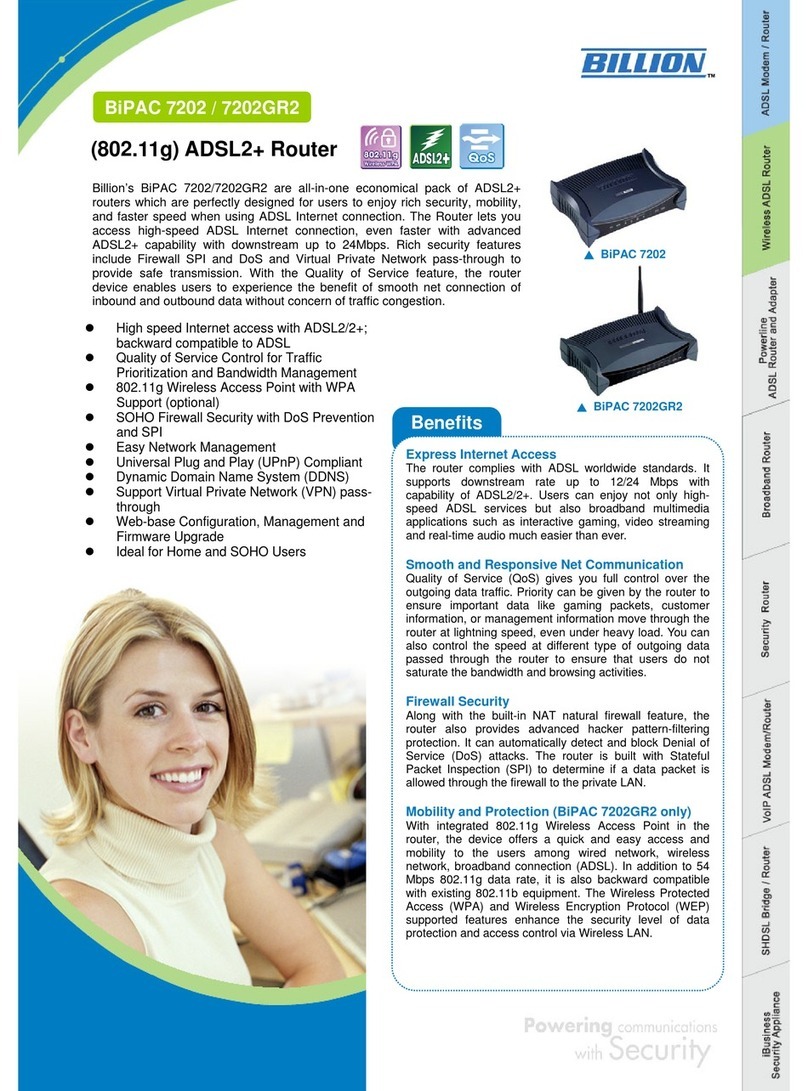 Billion BiPAC 7202 Manuel utilisateur Billion BiPAC 7202 Manuel utilisateur