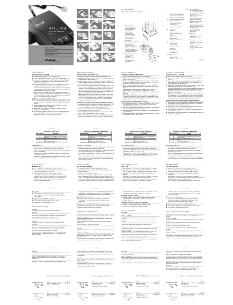 Avaya M12LU Manuel utilisateur Avaya M12LU Manuel utilisateur