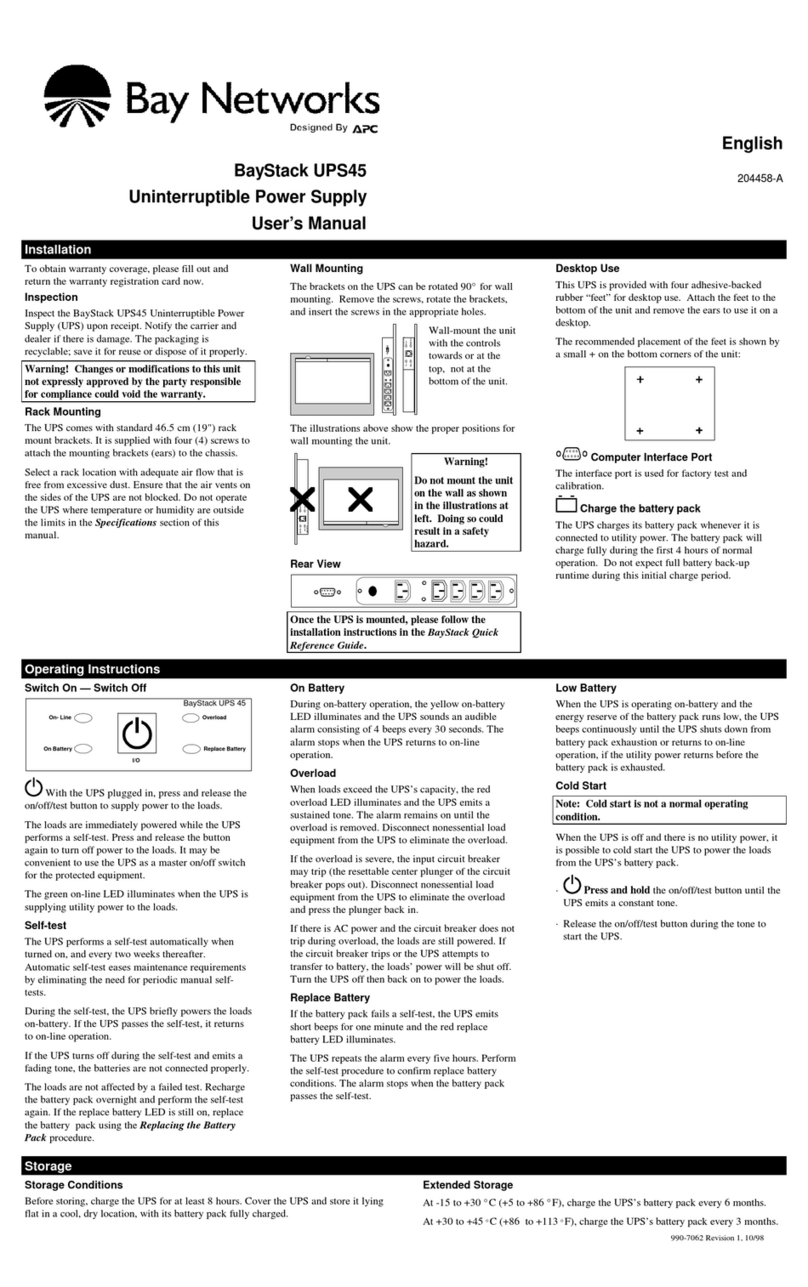 Bay Networks BayStack UPS45 Manuel utilisateur