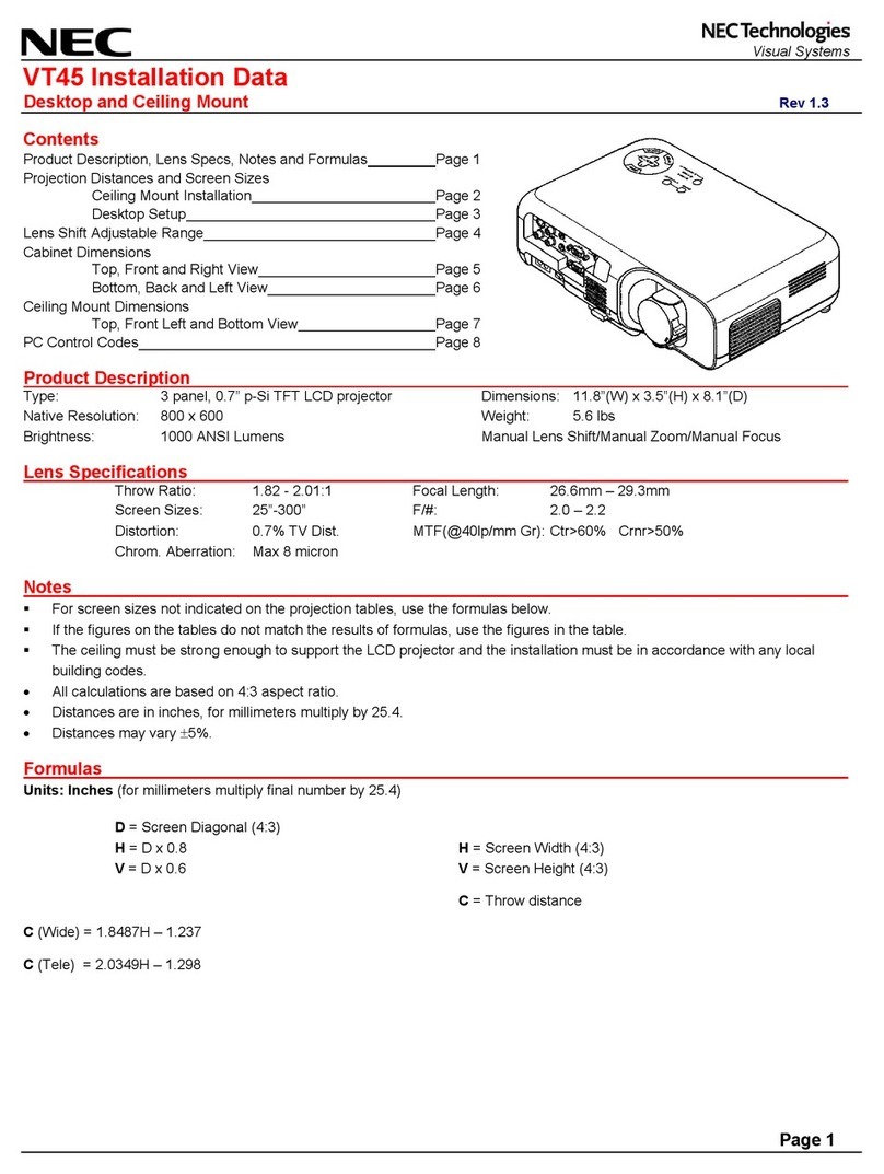 NEC VT45 Guide d'installation et d'utilisation