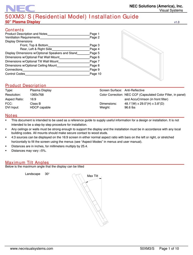 NEC PlasmaSync 50XM3 Manuel utilisateur