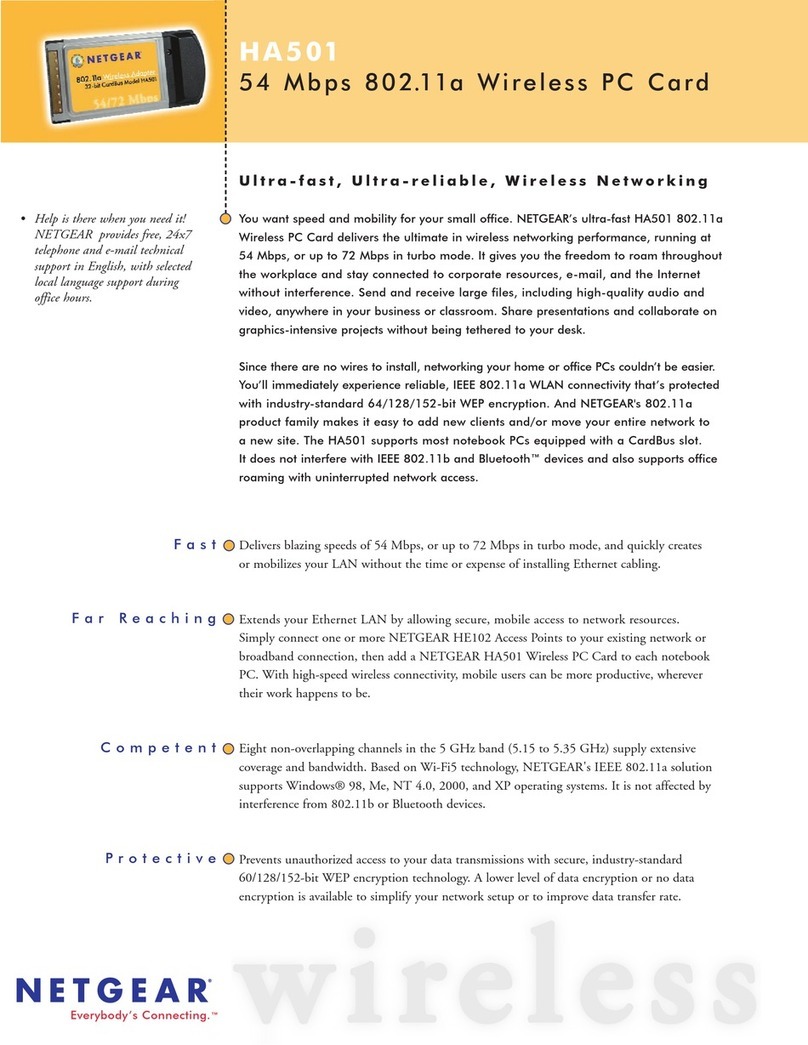 NETGEAR HA501 - 802.11a Wireless 32-Bit Card Bus... Manuel utilisateur