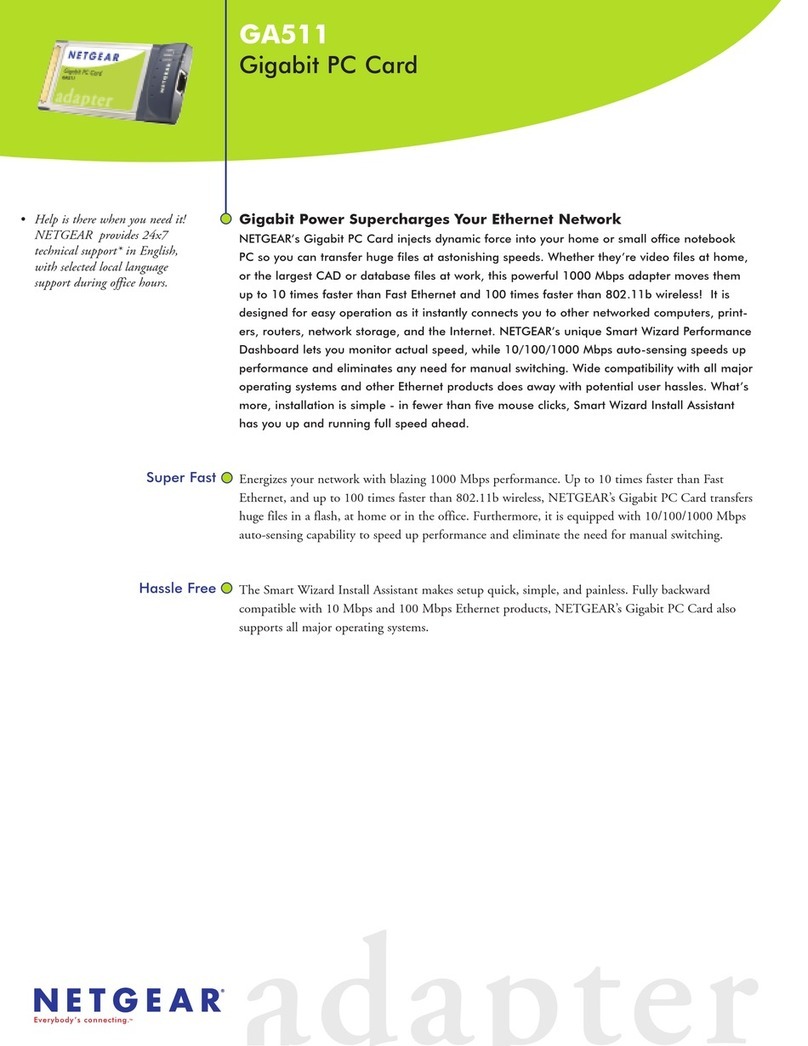 NETGEAR GA511 - Gigabit Ethernet PC Card Manuel utilisateur