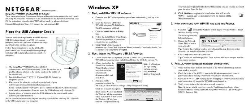 NETGEAR WPN111 - RangeMax Wireless USB 2.0 Adapter Manuel utilisateur NETGEAR WPN111 - RangeMax Wireless USB 2.0 Adapter Manuel utilisateur