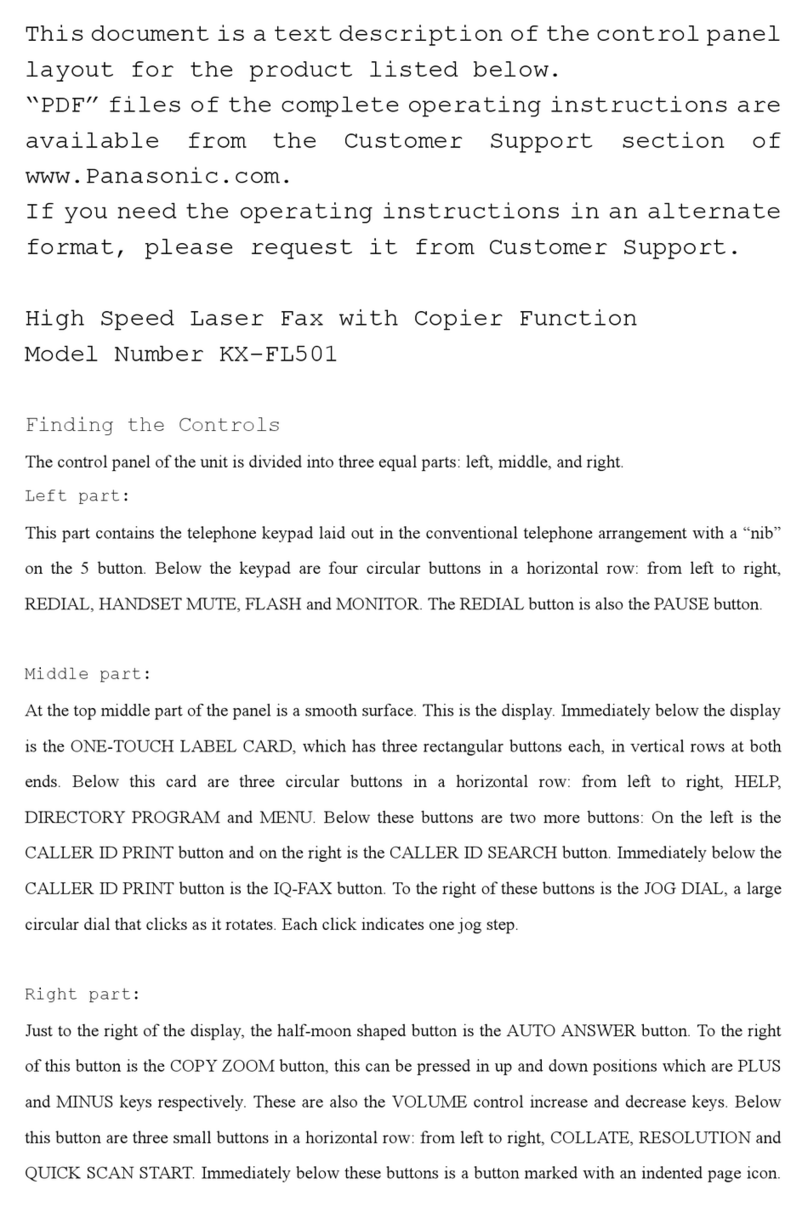 Panasonic KX-FL501 Manuel d'utilisation et d'entretien