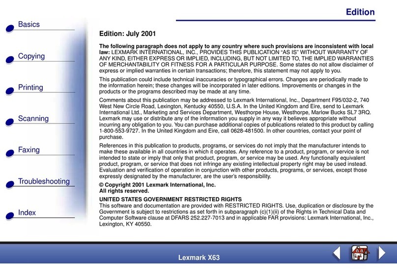 Lexmark X63 Manuel utilisateur Lexmark X63 Manuel utilisateur
