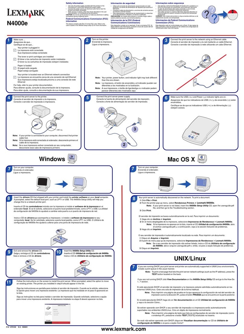 Lexmark N4000e - Print Server - USB Manuel utilisateur