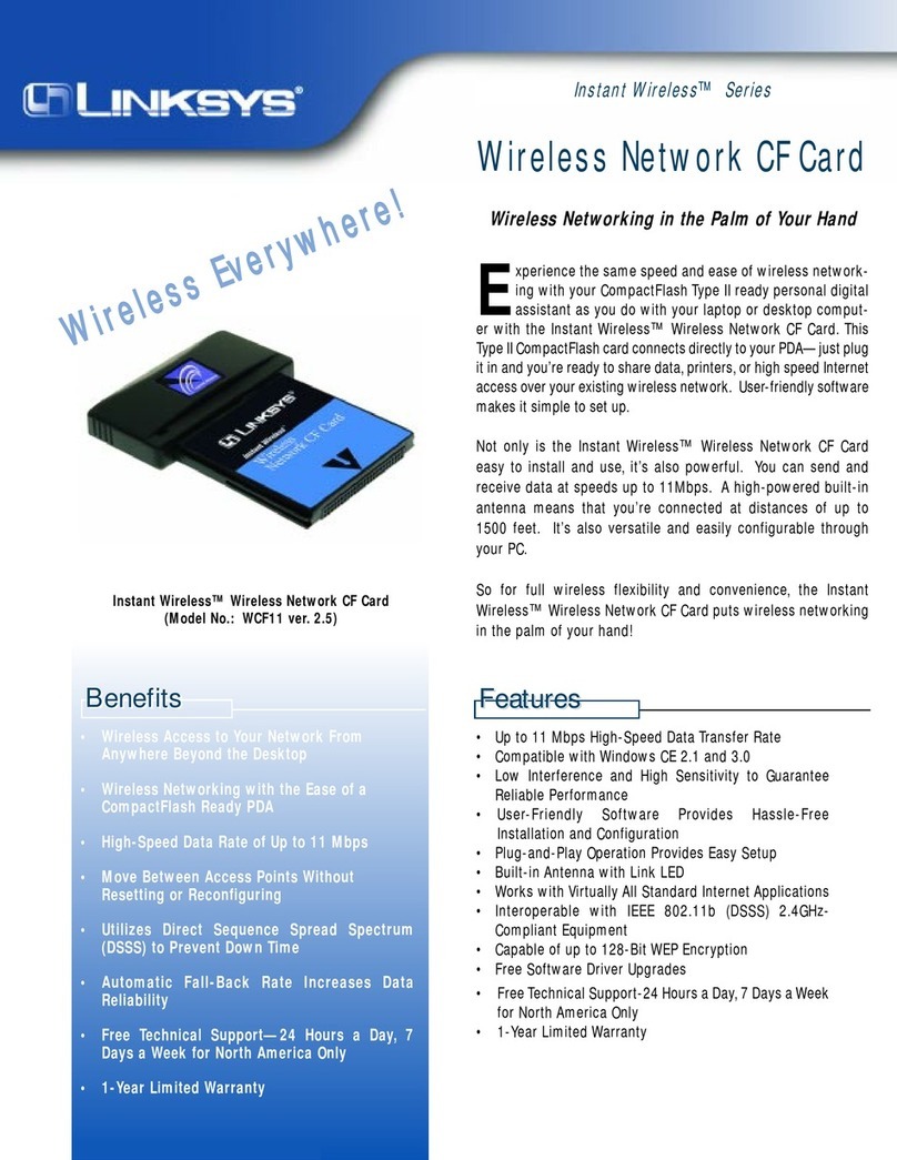 Linksys WCF11 - Wireless CompactFlash Card Type II Manuel utilisateur Linksys WCF11 - Wireless CompactFlash Card Type II Manuel utilisateur