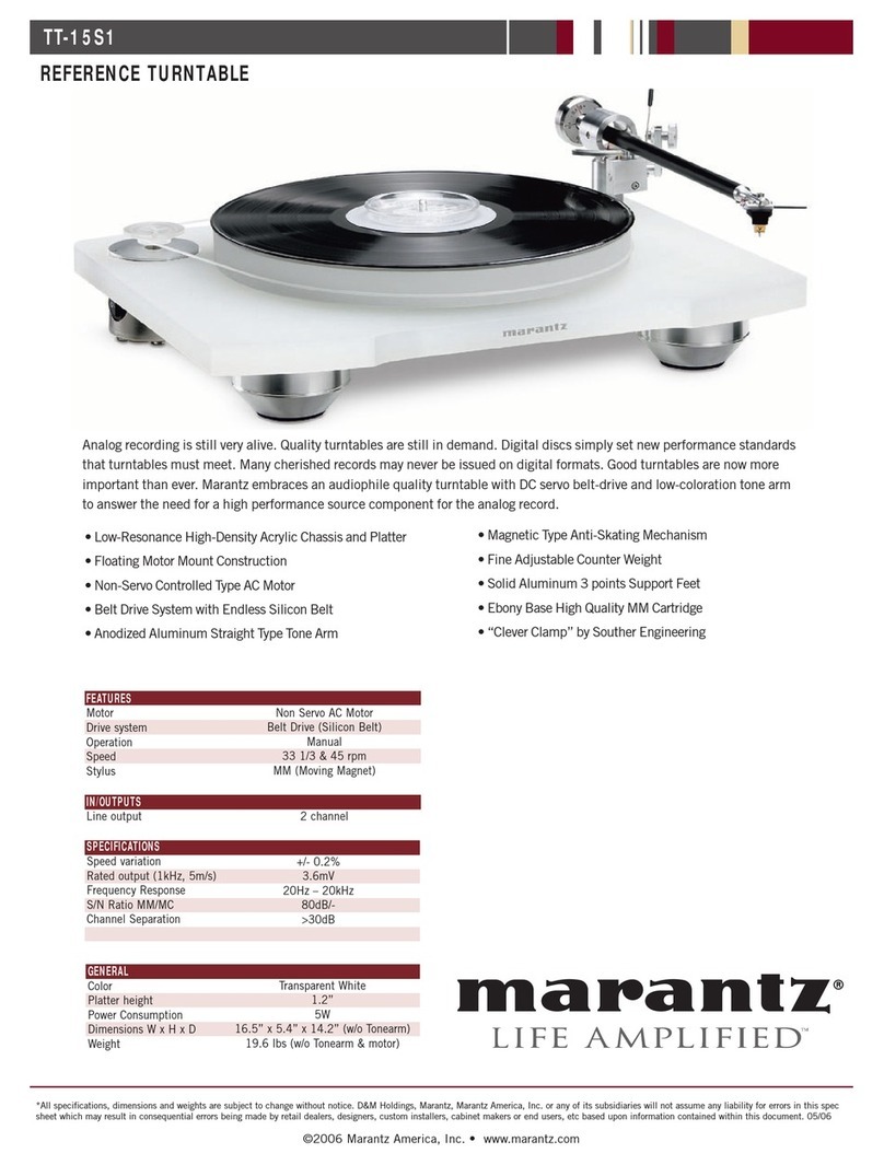 Marantz TT-15S1 Manuel utilisateur Marantz TT-15S1 Manuel utilisateur