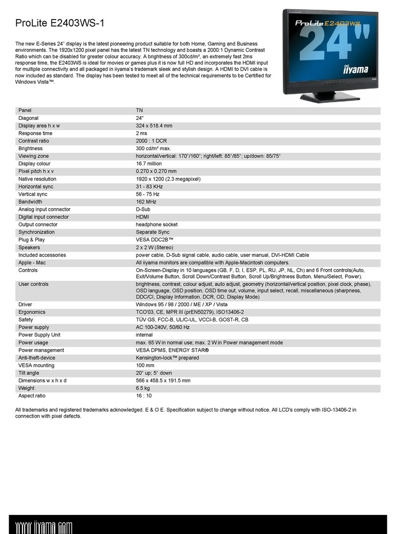 Iiyama Pro Lite E2403WS-1 Manuel utilisateur