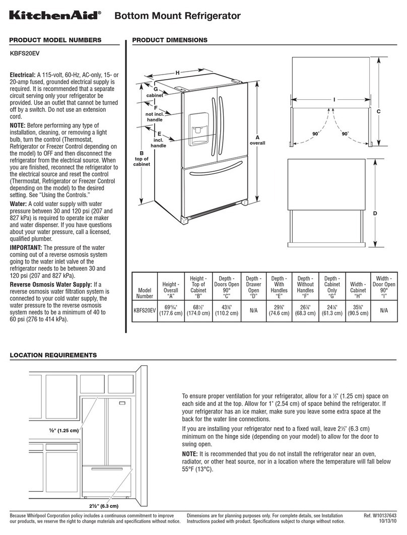 KitchenAid KBFS20EV Series Instructions d'utilisation