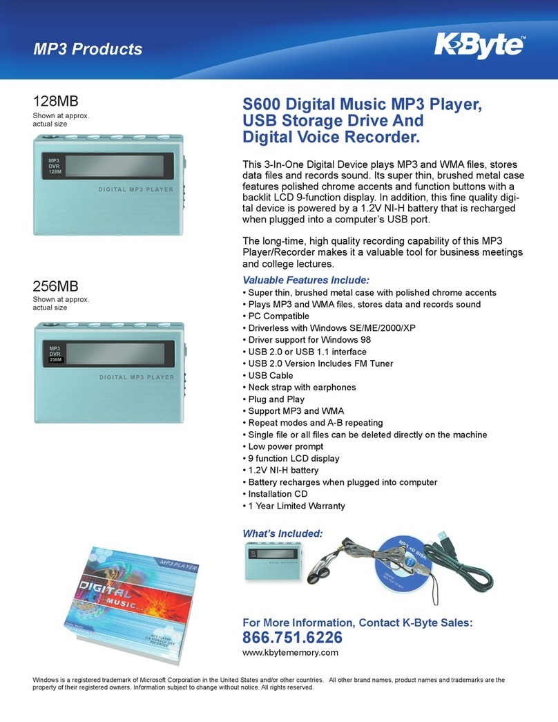 K-Byte S600 128MB Manuel utilisateur