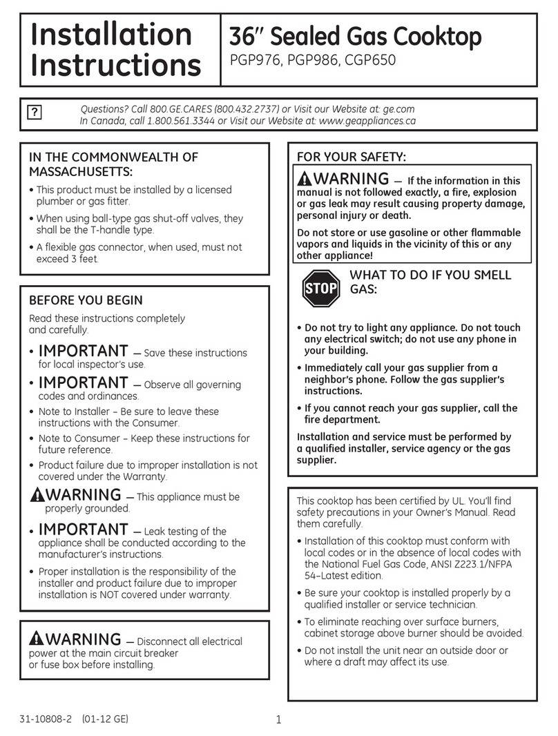 GE PGP986SETSS Manuel utilisateur