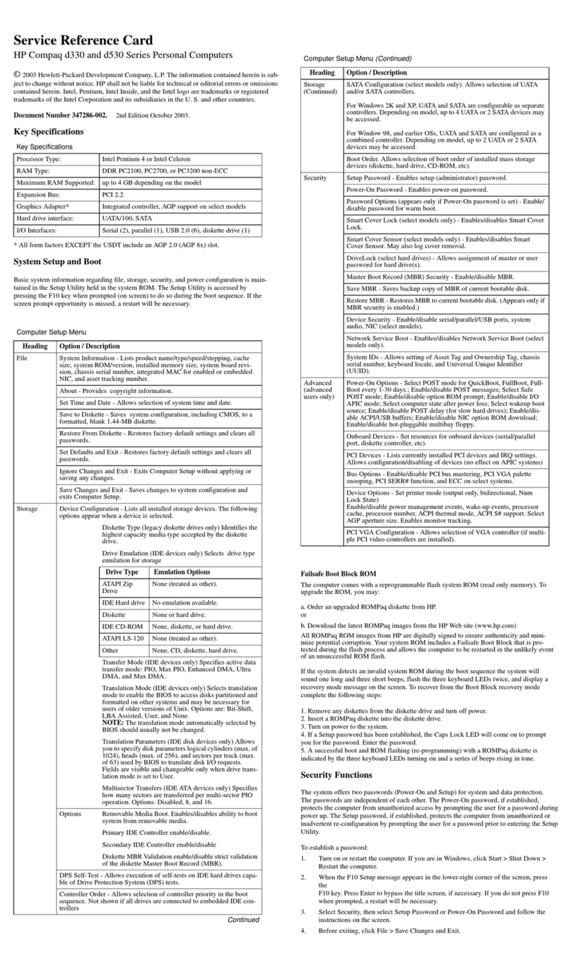 HP Compaq d330 DT Manuel utilisateur