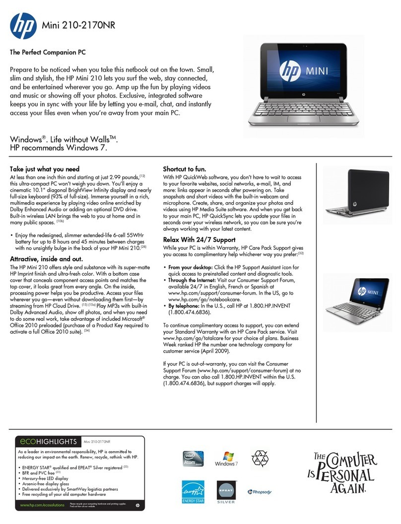HP Mini 210-2170 Manuel utilisateur
