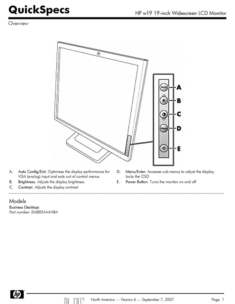 HP w19e - Widescreen LCD Monitor Instructions d'utilisation