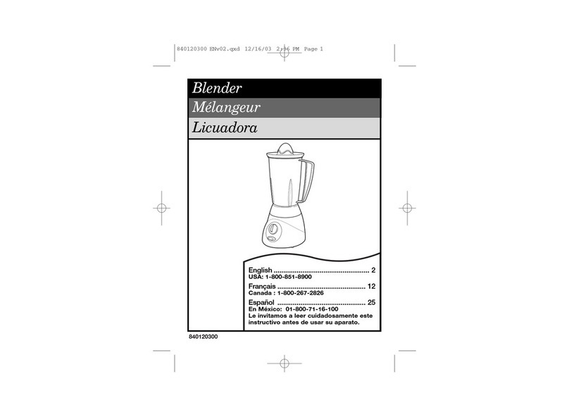 Hamilton Beach 58150 - Muchas Margaritas Fiesta Blender Manuel utilisateur