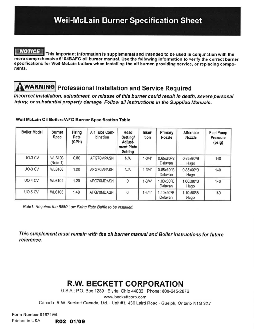 Weil-McLain UO-3 CV Manuel utilisateur