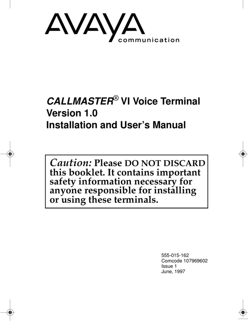 Avaya Definity Callmaster VI Manuel utilisateur Avaya Definity Callmaster VI Manuel utilisateur