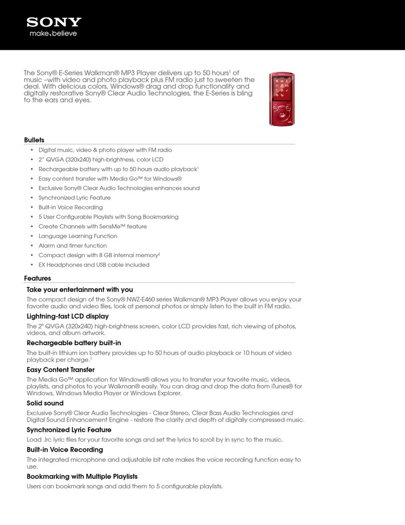 Sony NWZ-E463RED Manuel utilisateur Sony NWZ-E463RED Manuel utilisateur