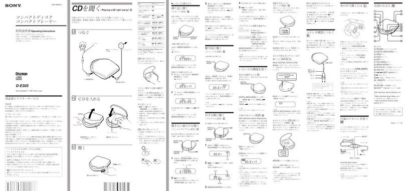 Sony Discman D-E305 Manuel utilisateur