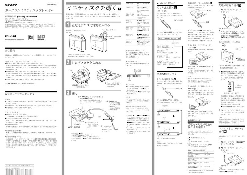 Sony MD WALKMAN MZ-E33 Manuel utilisateur