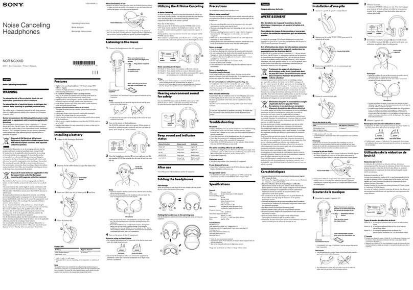 Sony MDR-NC200D Manuel utilisateur