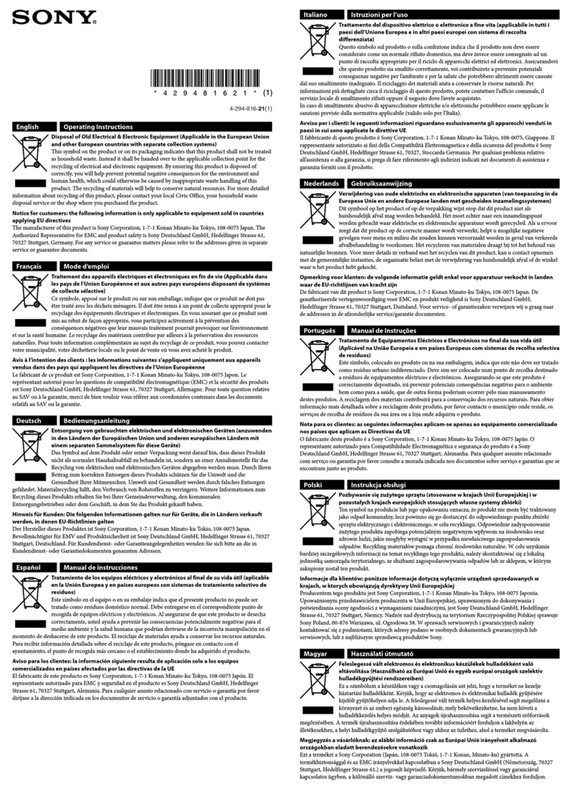 Sony DR-EX14VP Manuel d'instructions d'installation
