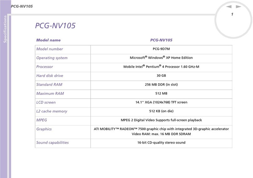 Sony VAIO PCG-NV105 Manuel utilisateur