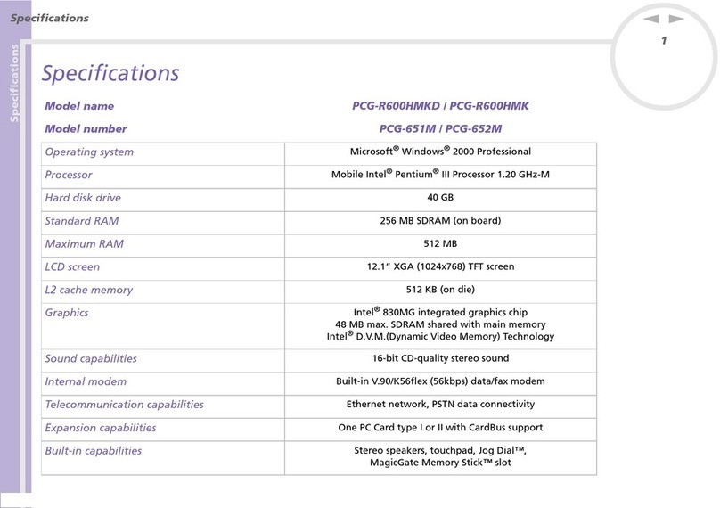 Sony VAIO PCG-R600HMK Manuel utilisateur