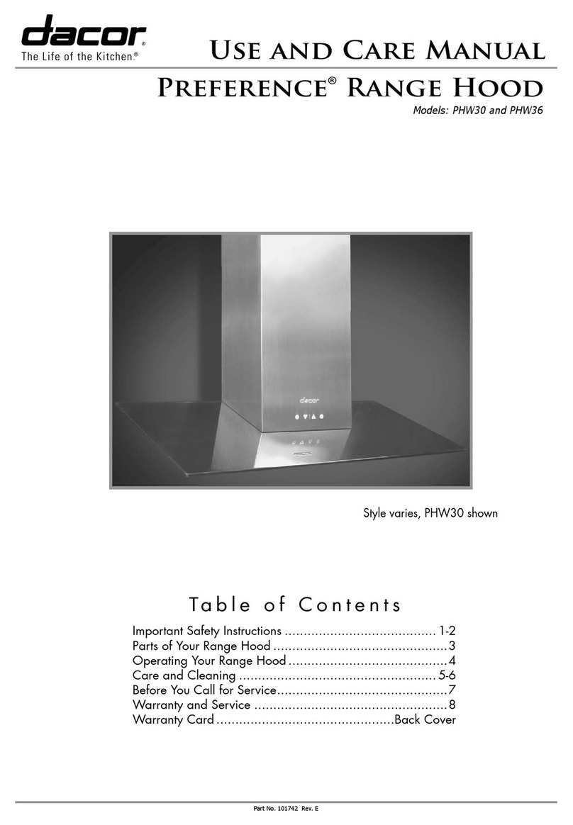 Dacor PREFERENCE PHW30 Manuel utilisateur