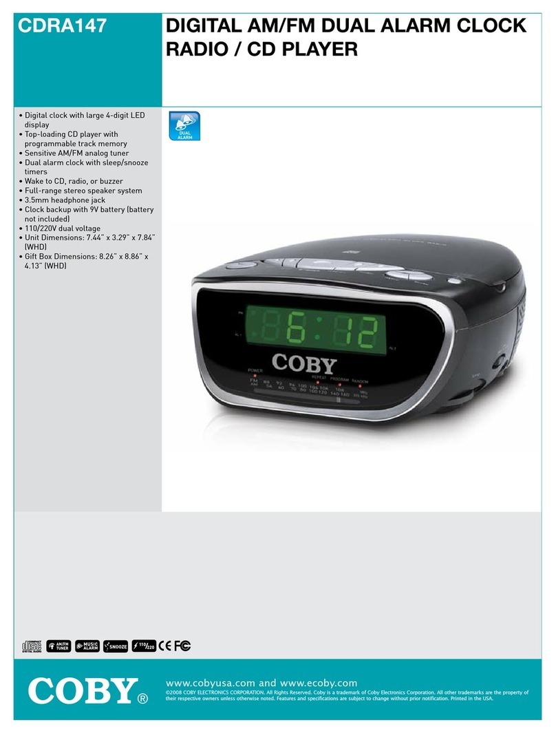 Coby CDRA147 - Digital AM/FM Dual Alarm Clock Radio/CD... Manuel utilisateur Coby CDRA147 - Digital AM/FM Dual Alarm Clock Radio/CD... Manuel utilisateur